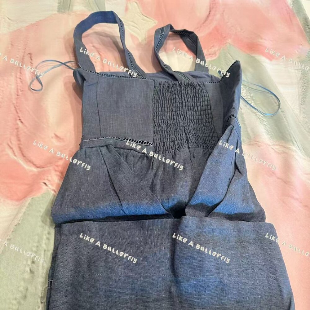 Reformation Blue Square-Neck Midi Dress - Picture 8 of 11